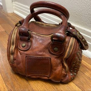 CAMPOMAGGI MINI BAULETTO COGNAC STUDDED